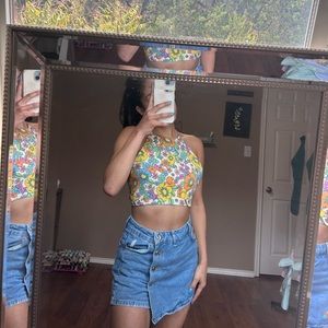 Zara floral multicolored crop top